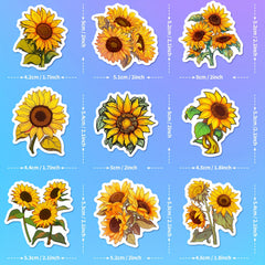 50pcs Sunflower Stickers Yellow Sunshine Stickers For Computer Phone Laptop Wat
