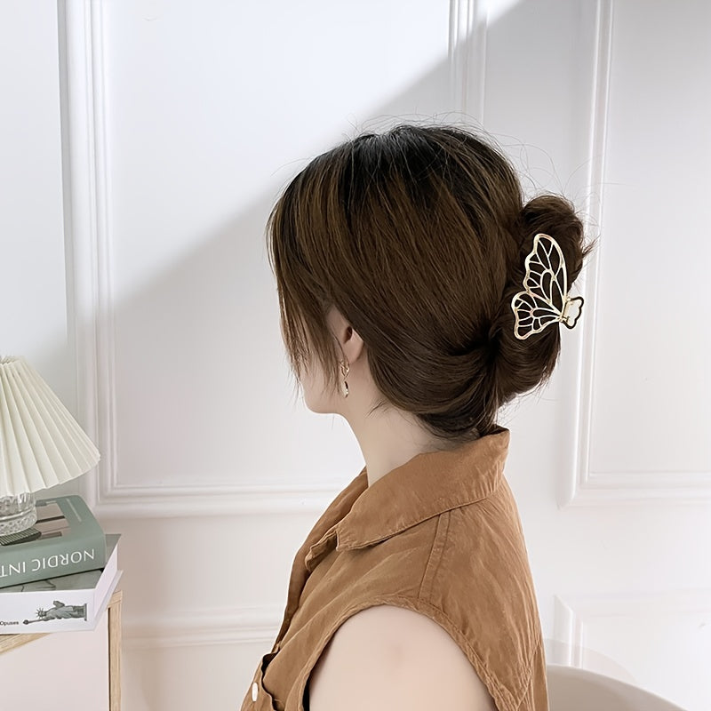 Large Butterfly Gold Claw Clip Strong Hold Hair Jaw Clip