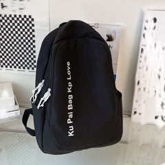 Letter Graphic Backpack Two Tone Colorblock Bookbag