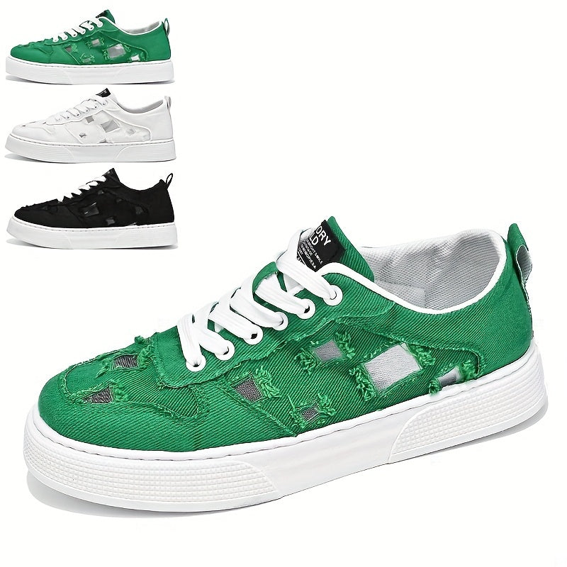 Men's Ripped Lace-up Sneakers Skate Shoes Good Grip