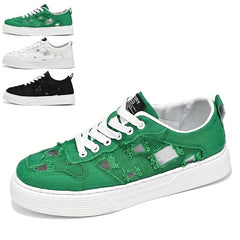 Men's Ripped Lace-up Sneakers Skate Shoes Good Grip