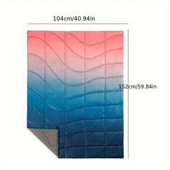 Fluffy Camping Blanket Gradient Picnic Mat Warm Blanket Outdoor Travel