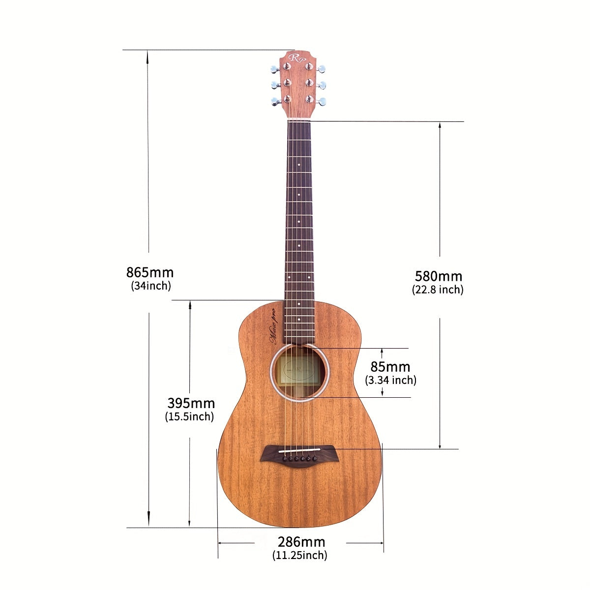 TG100MAX PRO VI All Solid Mahogany Small Body Acoustic Travel Guitar