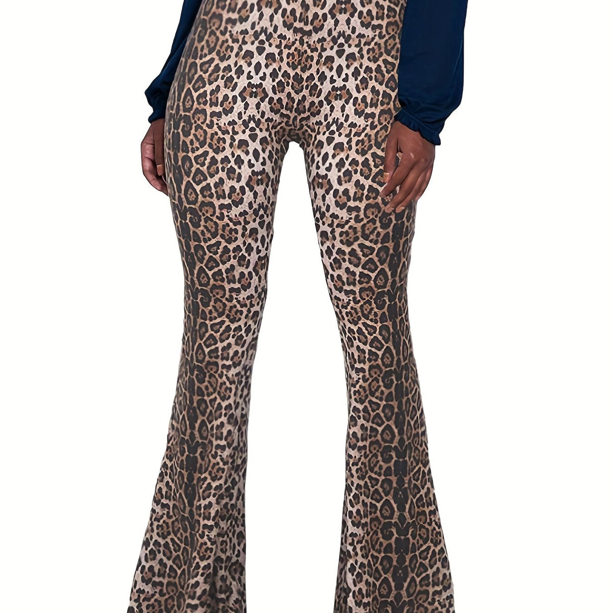 Leopard Print Flare Leg High Waist Pants