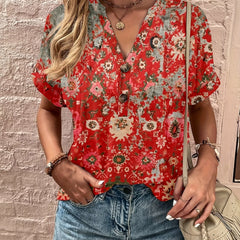  Boho Blouse Women's Plus Floral Print Top