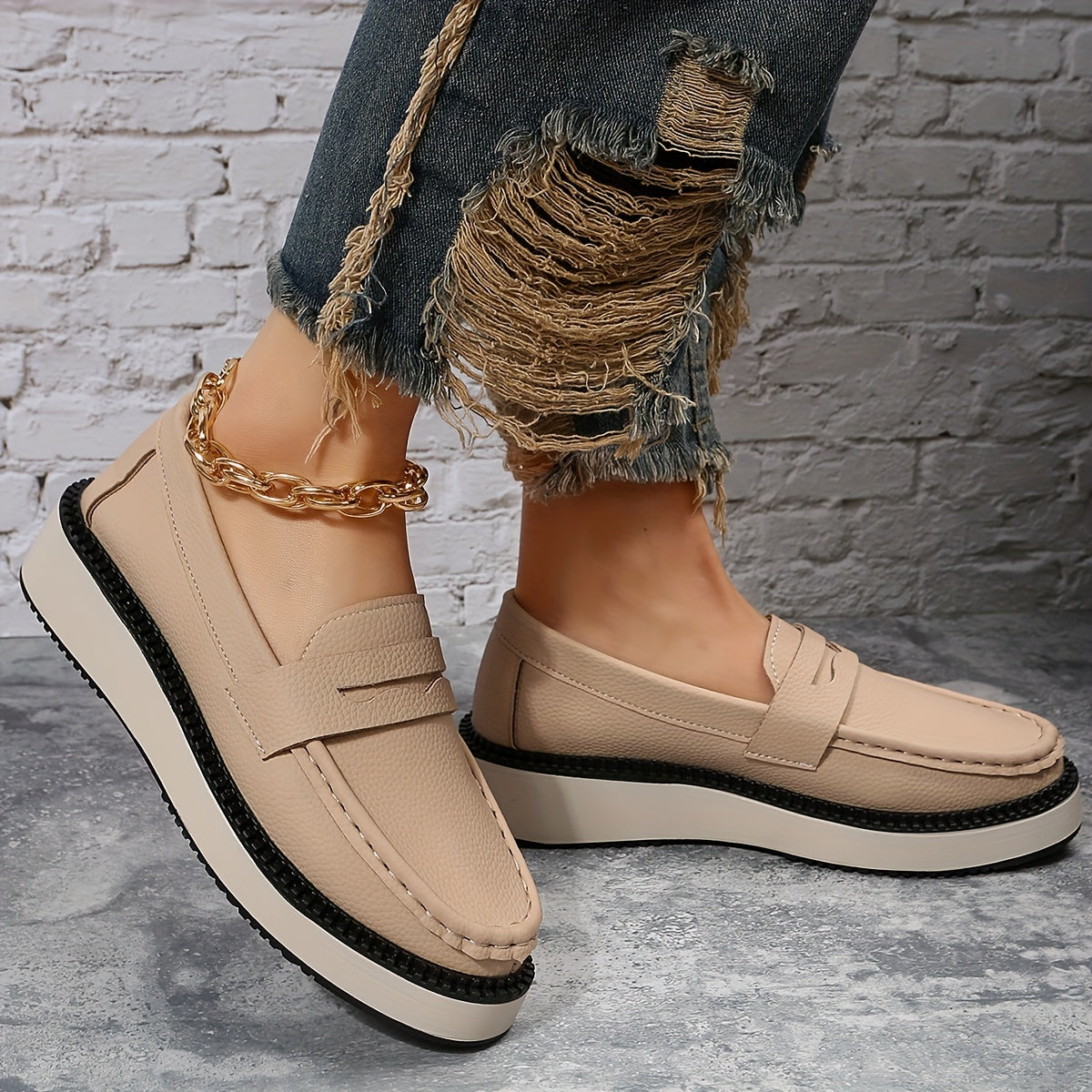 Women's Platform Loafers Soft Sole Slip On Shoes