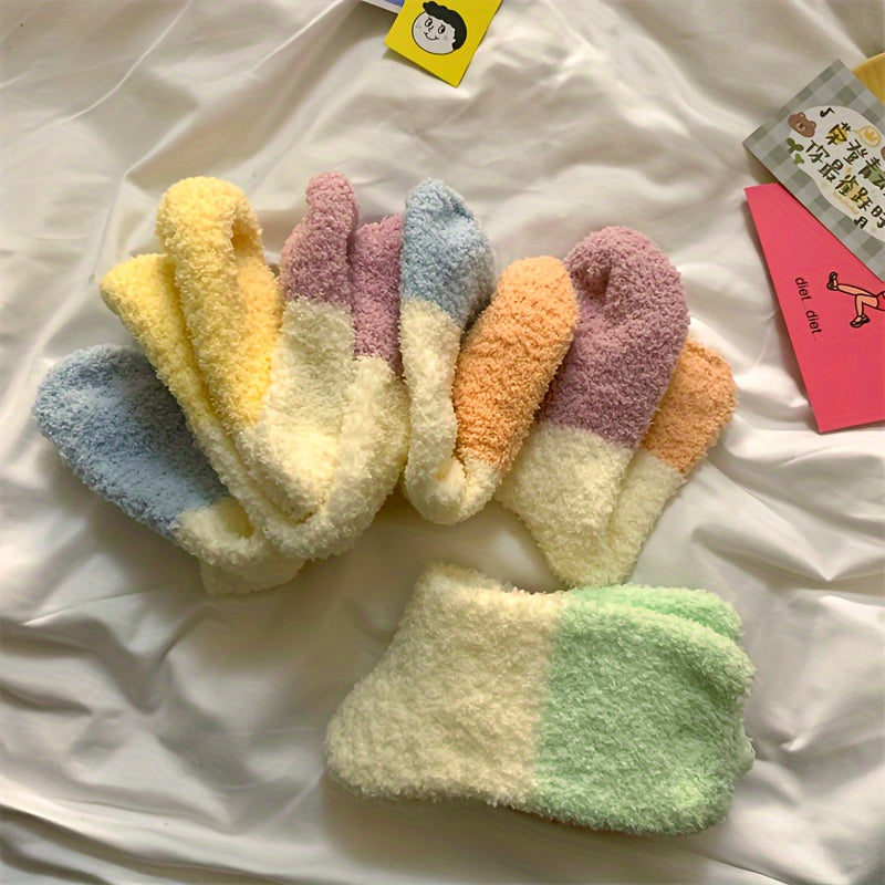 5 Pairs Fuzzy Mid Tube Socks Women's Stockings