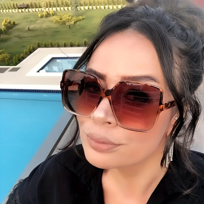 Large Square Sunglasses Jelly Frame Gradient Glasses UV400