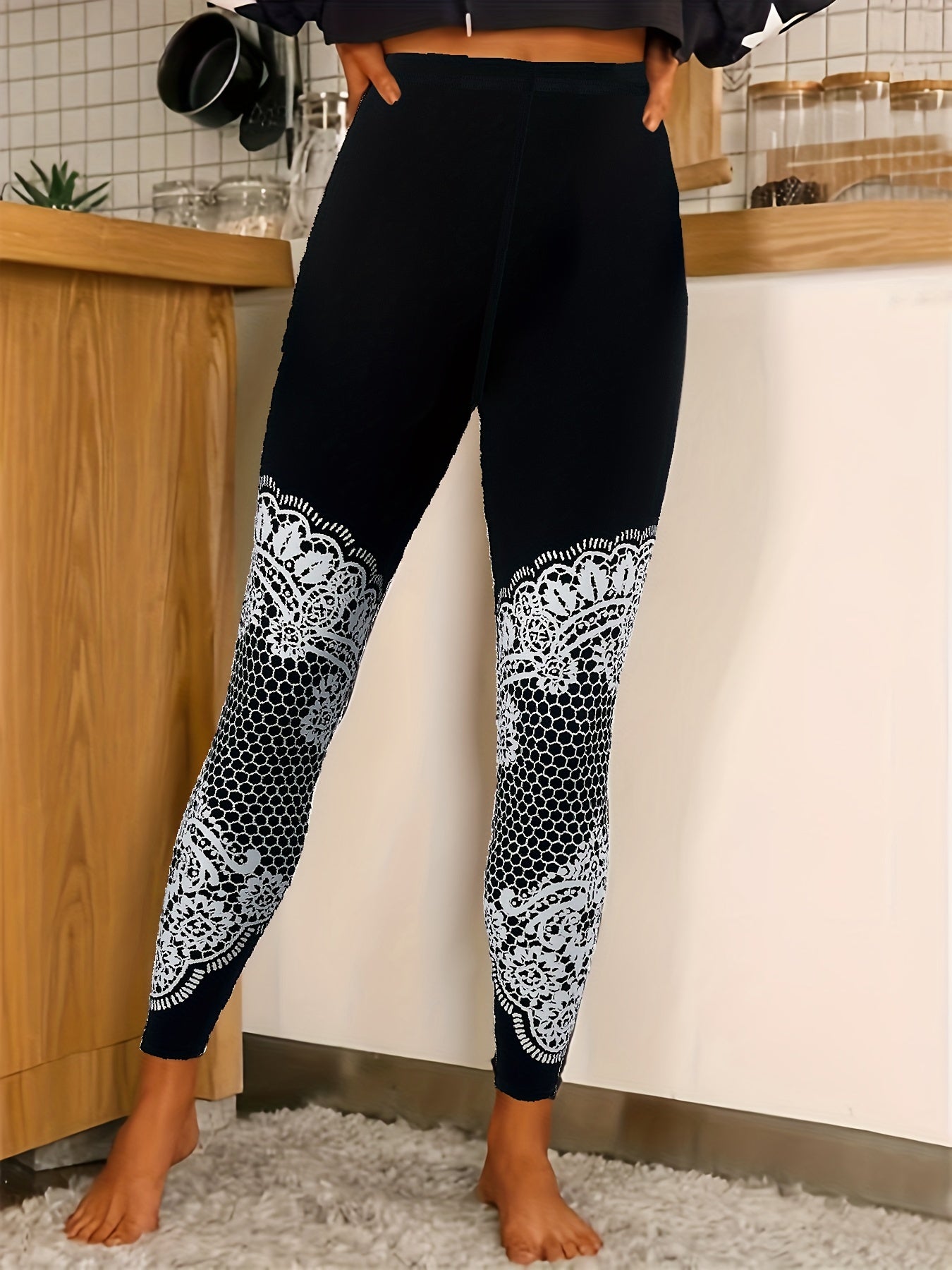  Floral & Geo Print High Rise Yoga Leggings