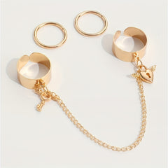 Tassel Ring Lock And Key Pendants Linked Chain Party Accessory