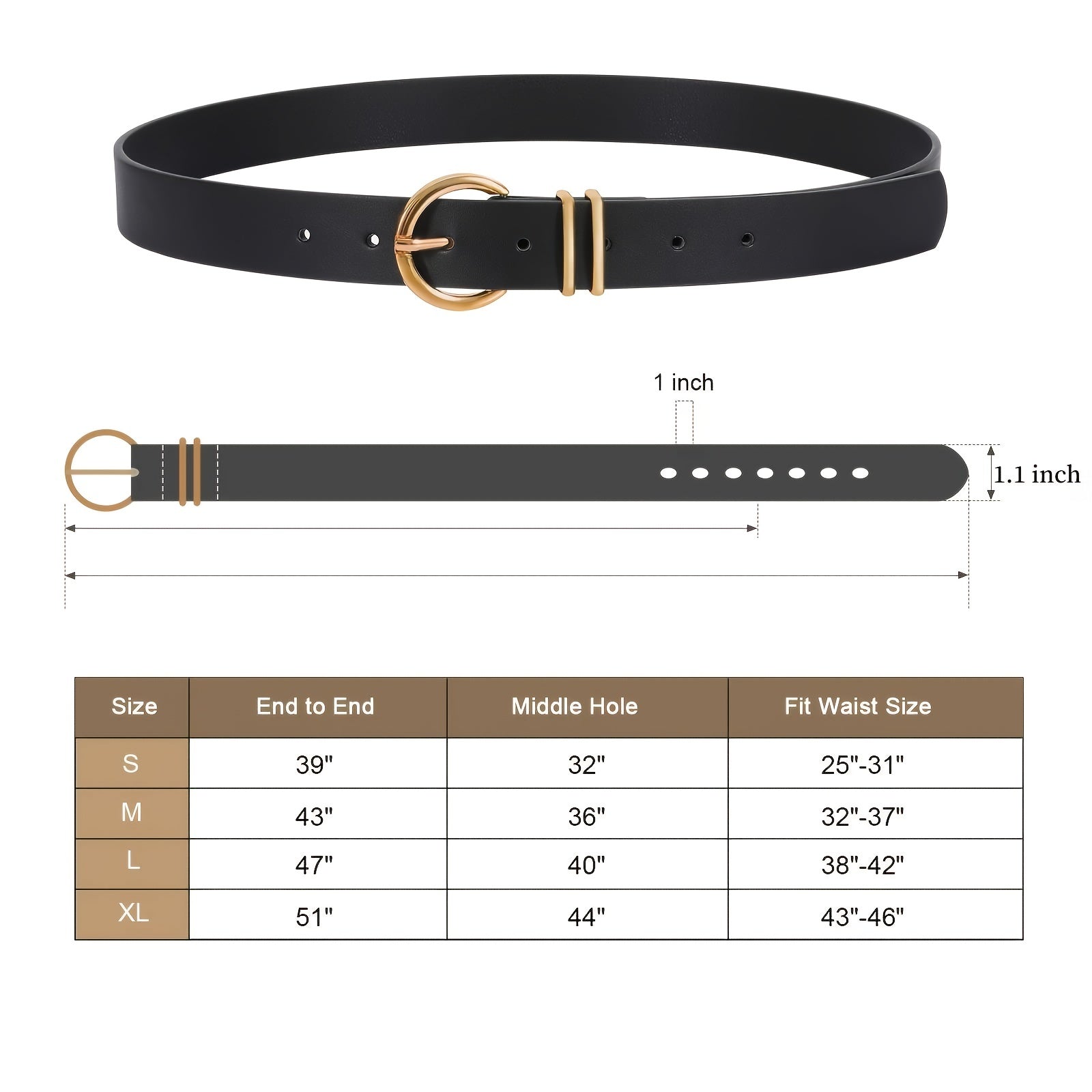Women's PU Leather Belts Golden Buckle Solid Ladies Belt