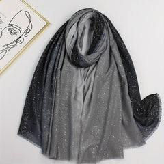 Gradient Frayed Edge Scarf Windproof Head Wrap For Women