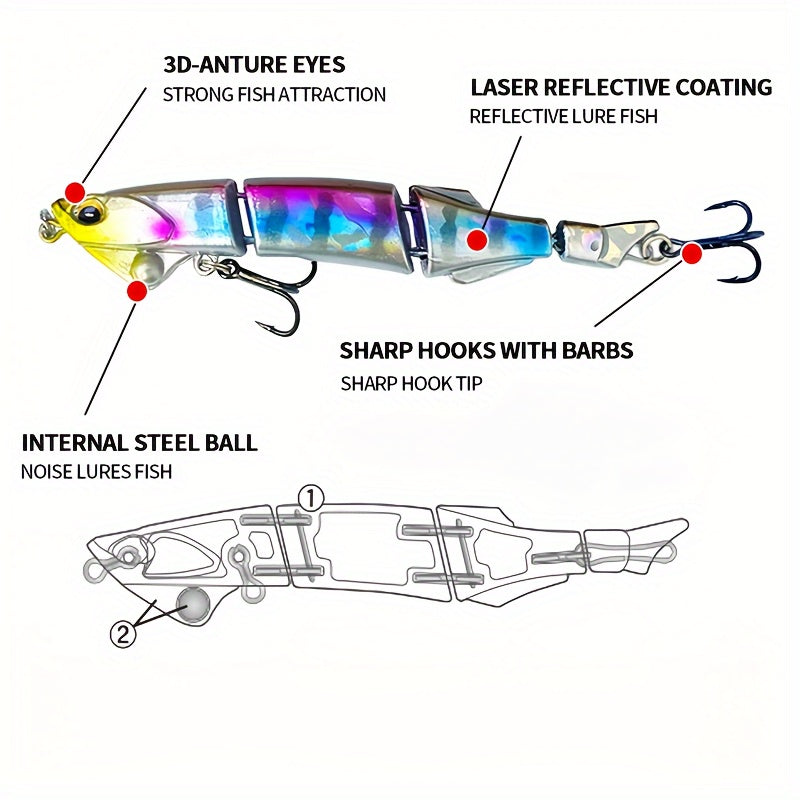 Plastic Jointed Sinking Minnow Bait For Fishing