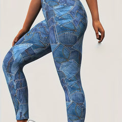  Denim Print High Waisted Skinny Leggings