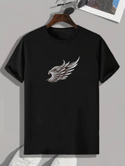 Wing Print Men's Active Tee Stretch Breathable Outdoor Summer T-shirt