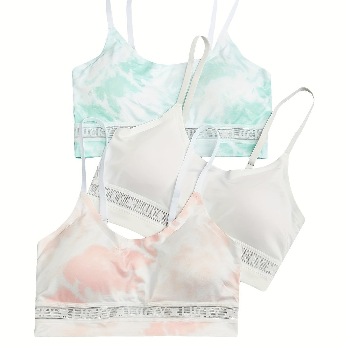 3-Pack Tie Dye Seamless Cami Bra Set