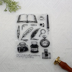 Feather Ink Pen Transparent Stamp DIY Silicone