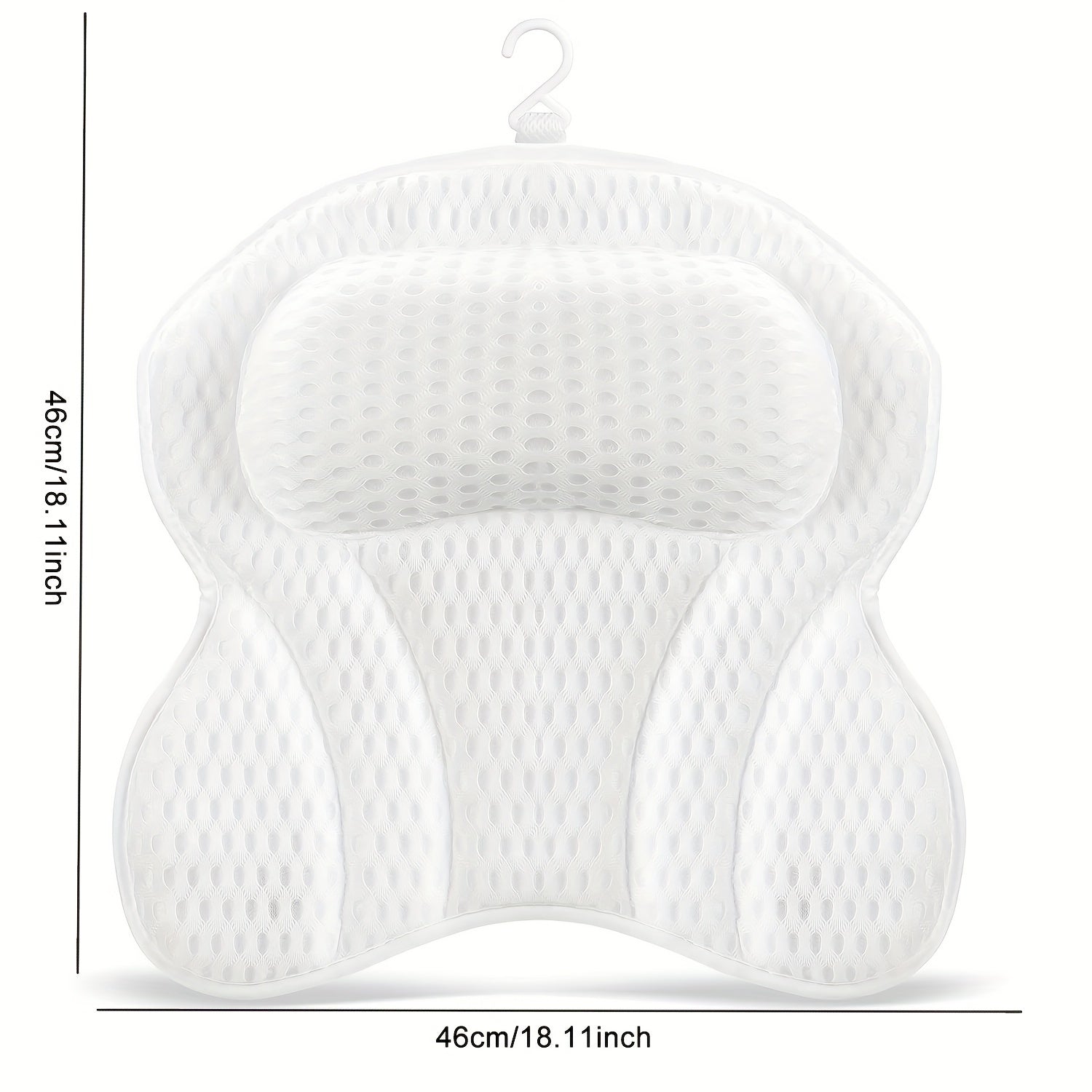 4D Air Net Soft Anti slip Bathtub Pillow with 6 Suction Cups