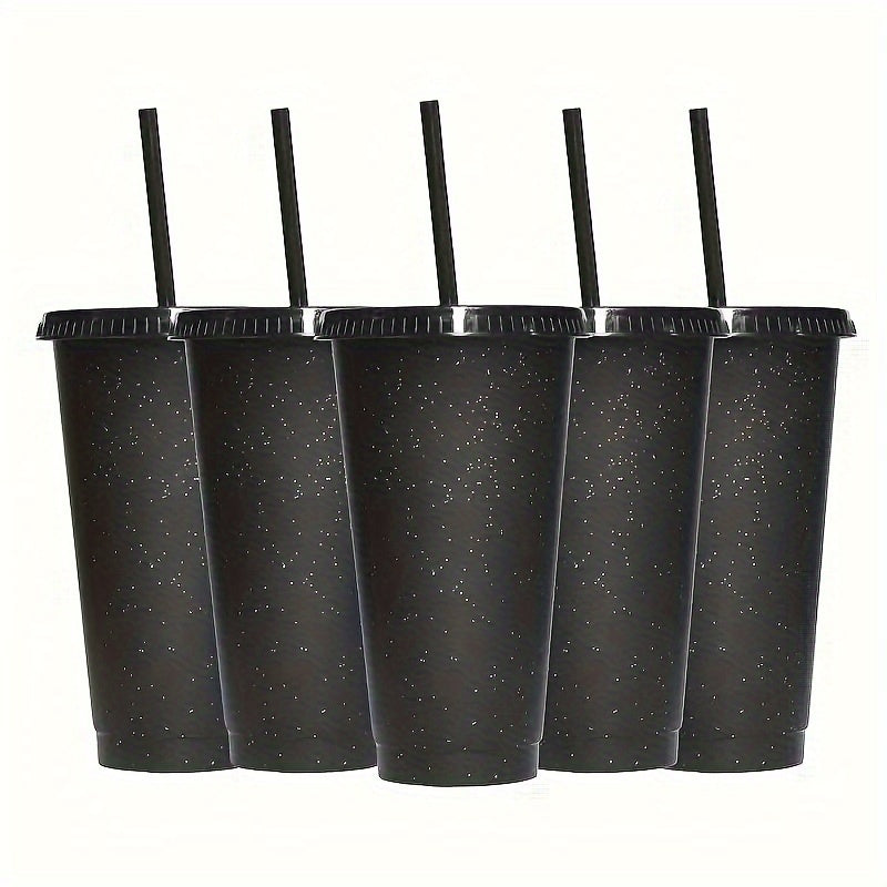 5pcs 710ml Water Bottle with Lid and Straw, Portable Lightweight Water Cup