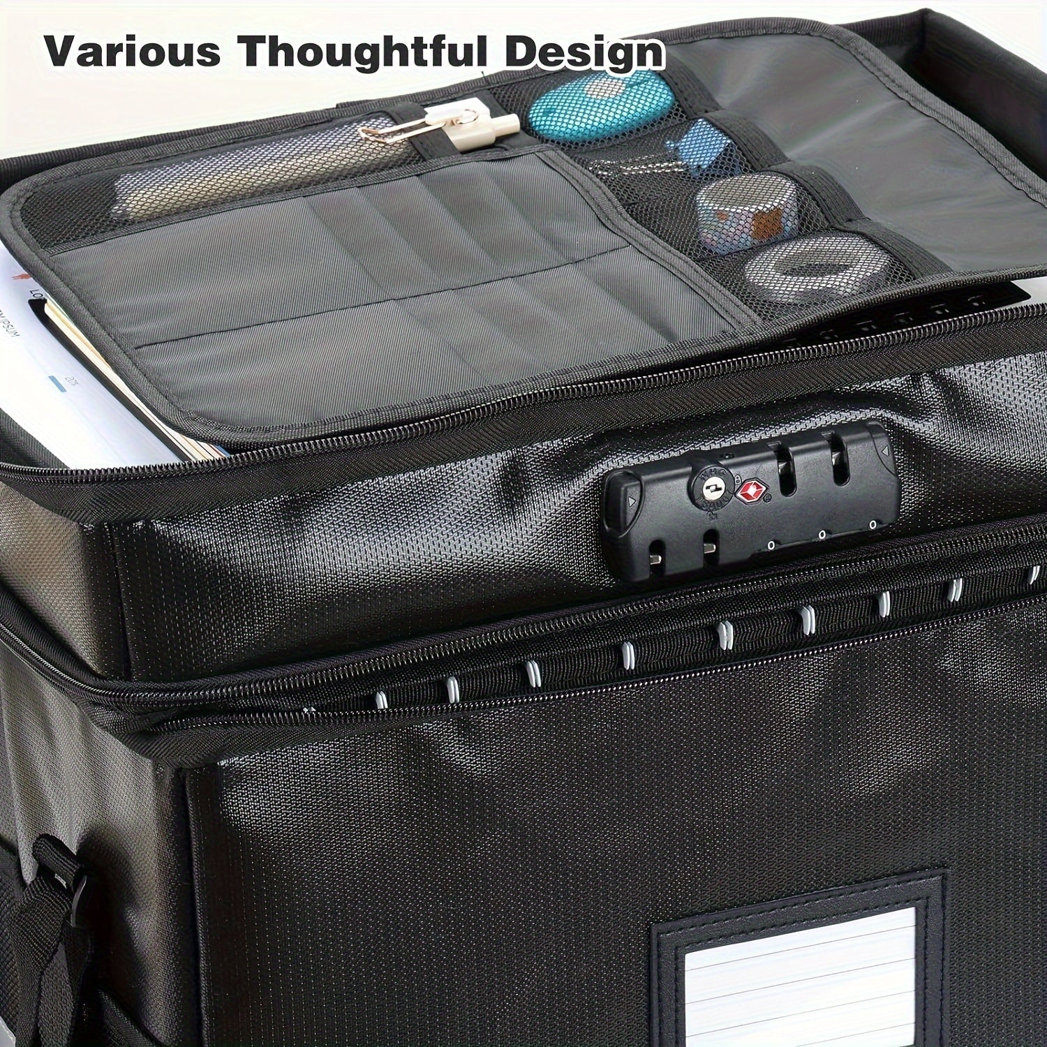 File Storage Box With Lock & Handles 2 Layer Folding Storage Box