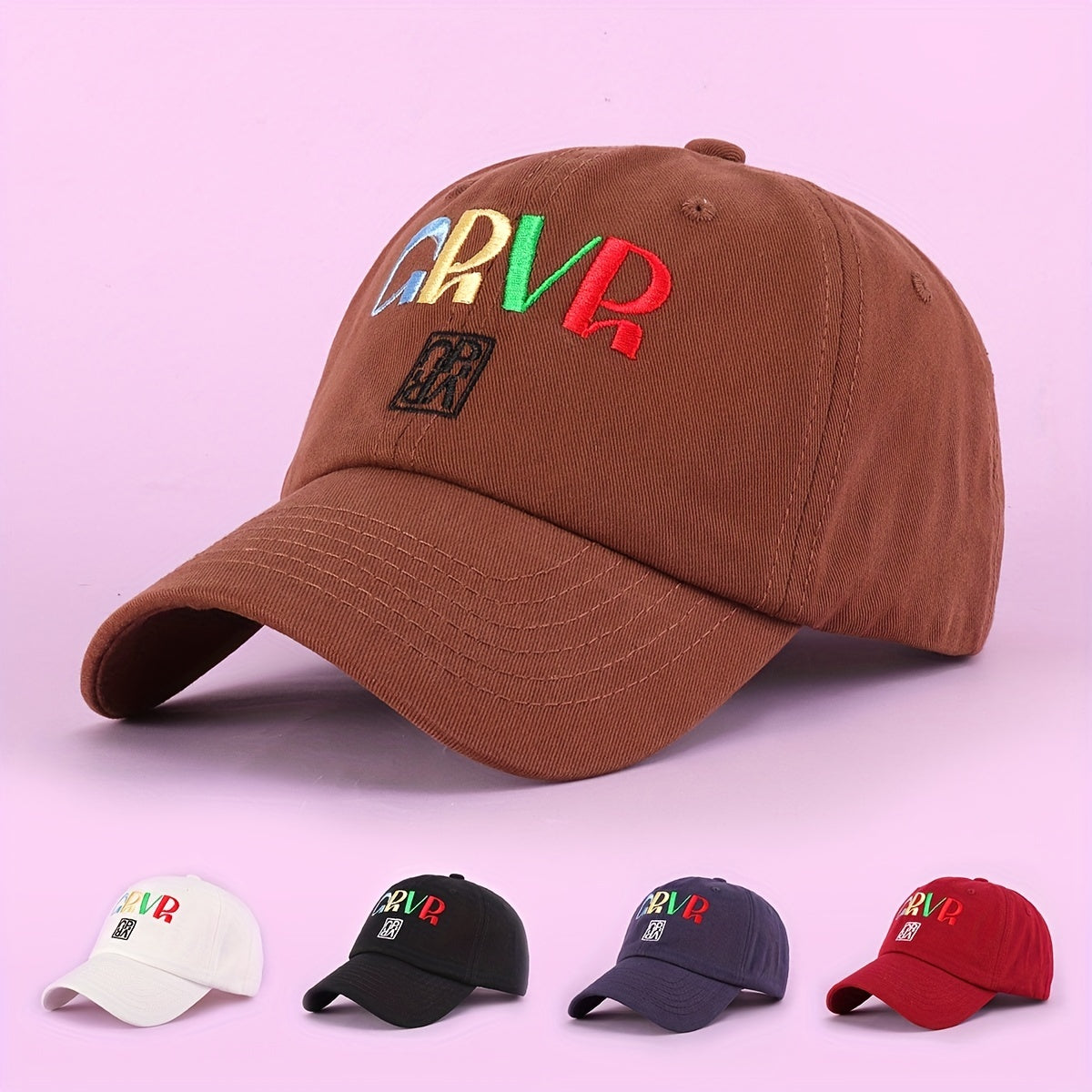Colorful Letter Embroidery Baseball Cap Solid Cotton Couple Dad Hat