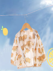 Kid's Hooded Sun Protect Jacket Happy Face Print Coat