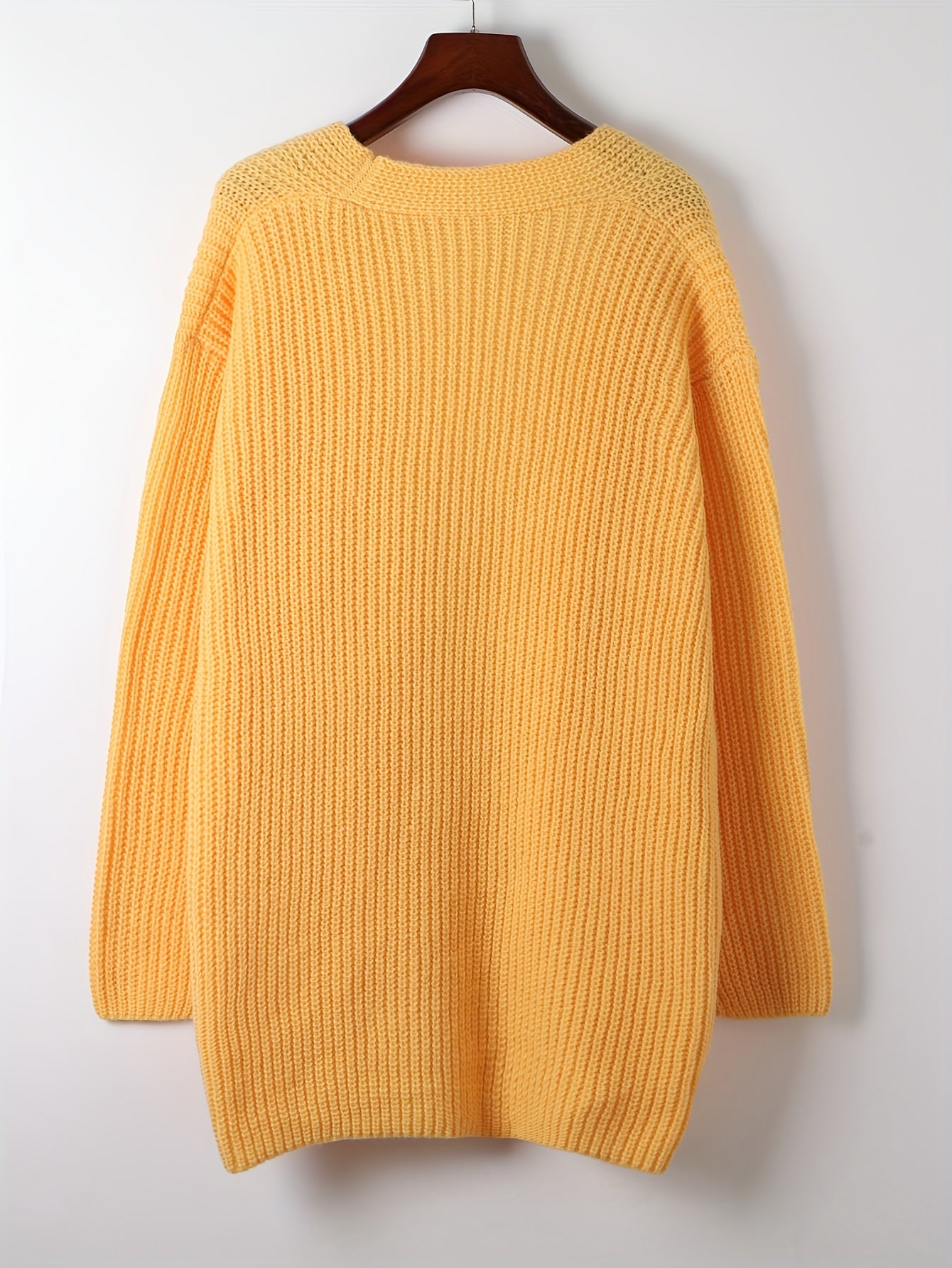  Casual Cardigan Women Solid Long Sleeve Open Front Drop Shoulder