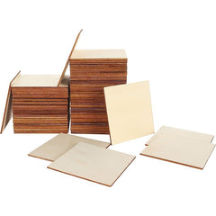 30pcs 10x10cm Blank Wood Squares DIY Crafts Painting Coaster Making