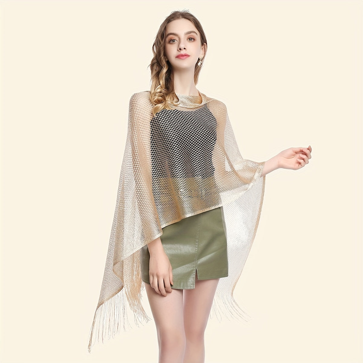 Mesh Shawl Sunscreen Tassel Wrap for Women