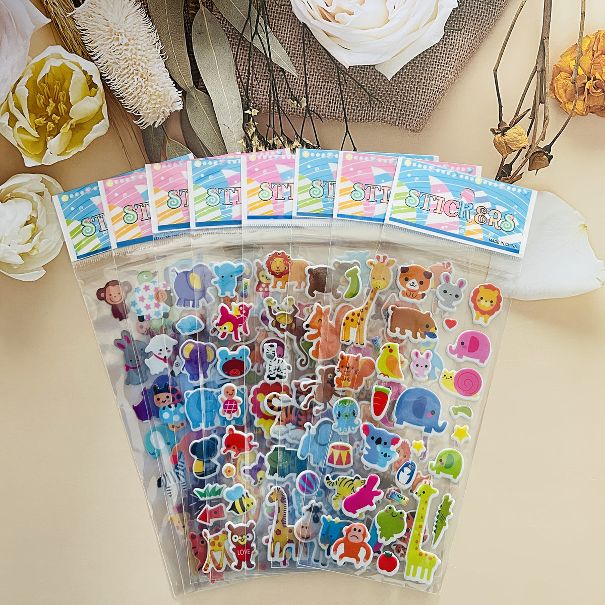 8 Zoo Animal Stickers Lion Deer Owl Monkey Leopard Scrapbooking Decals