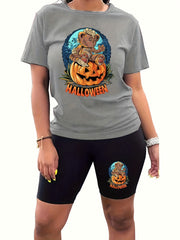  Halloween Casual Outfits Bear Pumpkin Two Piece Set
