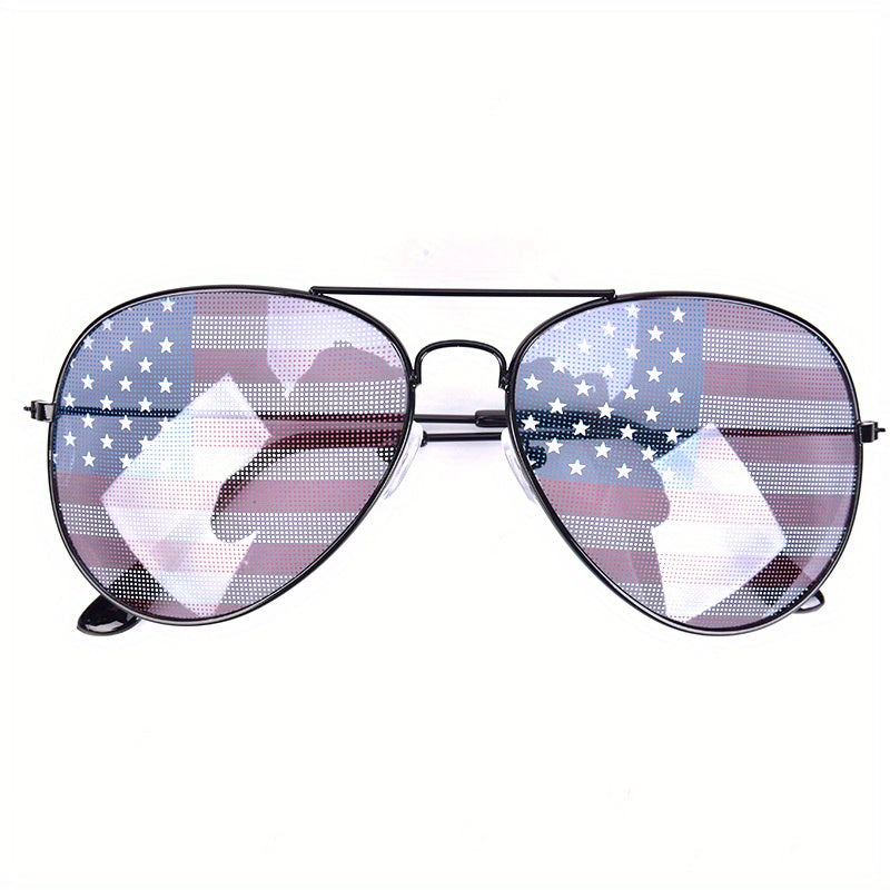 American Flag Sunglasses Top Bar Aviator Sun Shades Patriotic Glasses