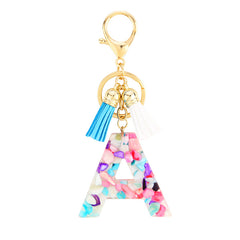 Resin English Letters Keychain Pendant With Tassel Bag Ornament Accessories