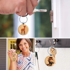 12pcs Beech Wood Keyrings DIY Blank For Crafts Key Ring For Women Men