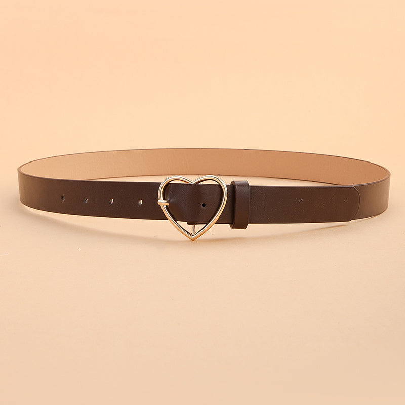 Golden Love Buckle Belt for Women, Heart Belts for Jeans