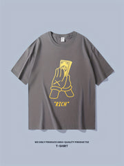 Cotton Pray To Be RICH Money Print Men's Graphic T-shirt