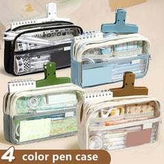 Large Capacity Transparent Pencil Case for Students & Girls