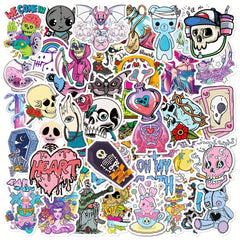 50 Pcs Pastel Goth Stickers Vinyl Waterproof Horror Decal Pack