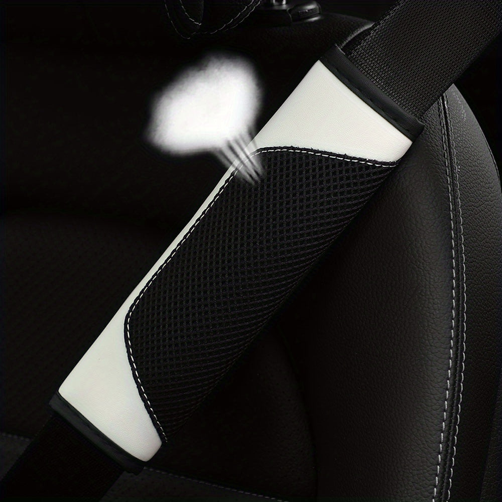 1pc PU Leather 3D Mesh Car Seat Belt Shoulder Protector Cover