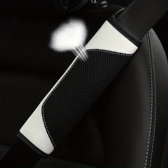 1pc PU Leather 3D Mesh Car Seat Belt Shoulder Protector Cover