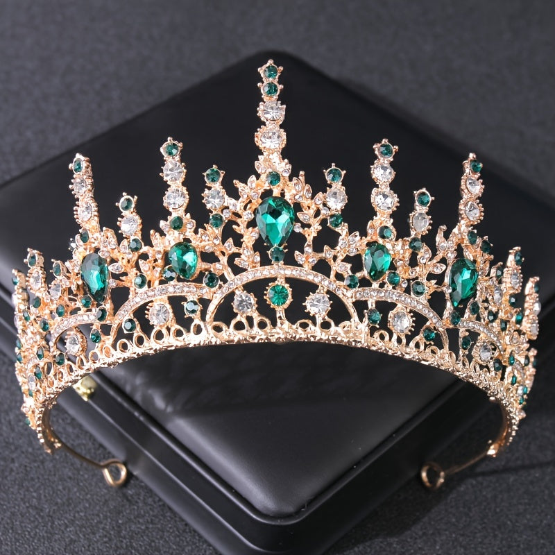 Baroque Crystal Golden Metal Bridal Crown Tiara Wedding Bridal Tiara