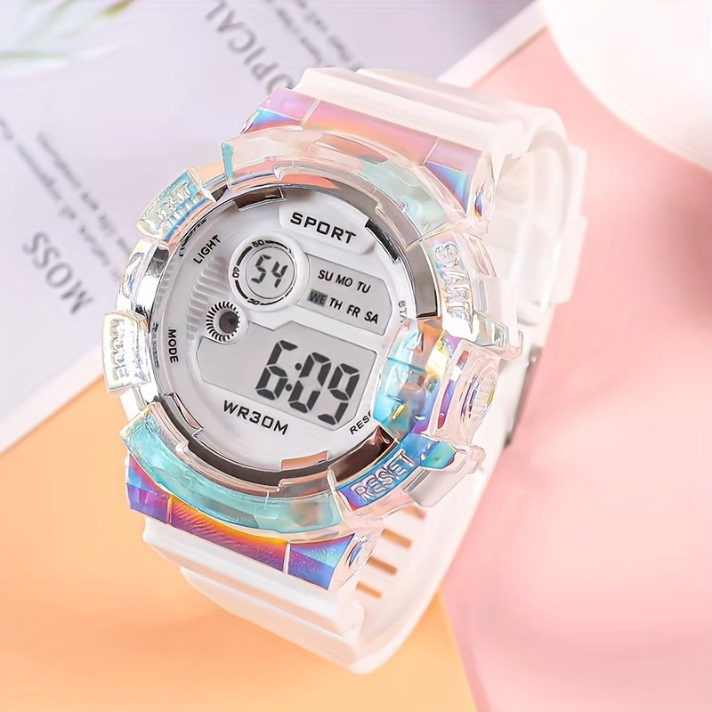 Unicorn Gradient Sport Watch Digital Display Date Calendar & Alarm