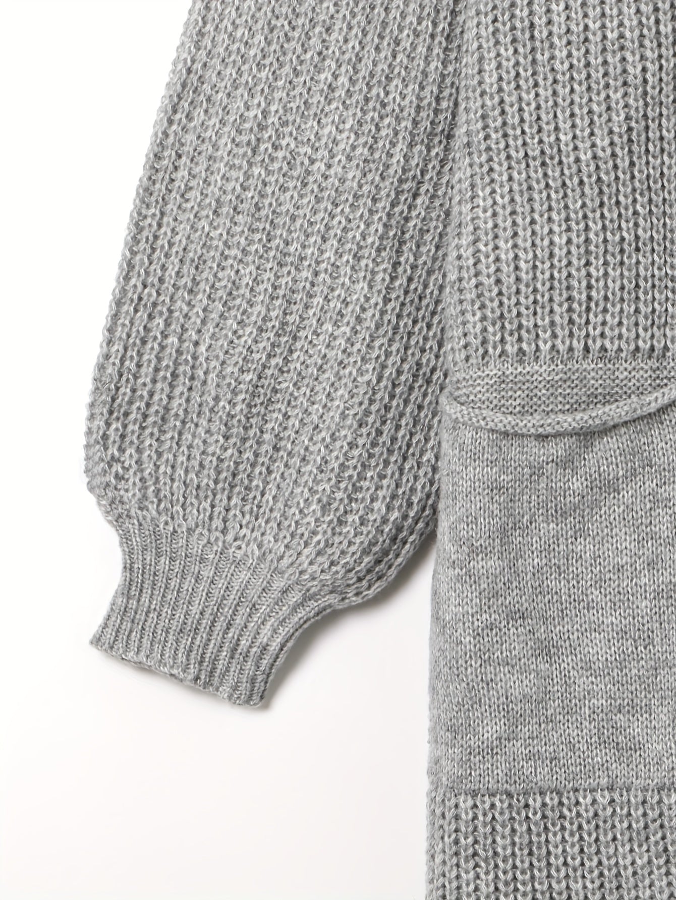  Solid Lantern Sleeve Open Front Cardigan