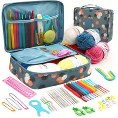 Flowers Printing Storage Bag Crochet Full Set Of Weaving Tools Accessories