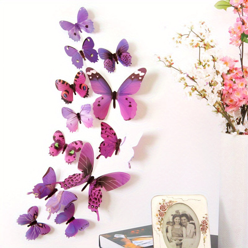 12pcs 3D Butterfly Wall Stickers Self Adhesive Room Decor