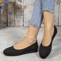 Women's Knit Flat Shoes Slip On Low Top Casual Walking Driving Flats