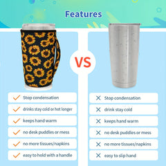 Reusable Coffee Cup Sleeve Insulated Keeps Drinks Hot Or Cold Fits 30oz Cups