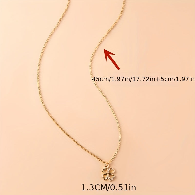 Lucky Clover Pendant Necklace Small Flower Chain Necklace