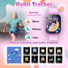 Pink Kids Smartwatch with HD Touch Screen Educational Games Music & Camera