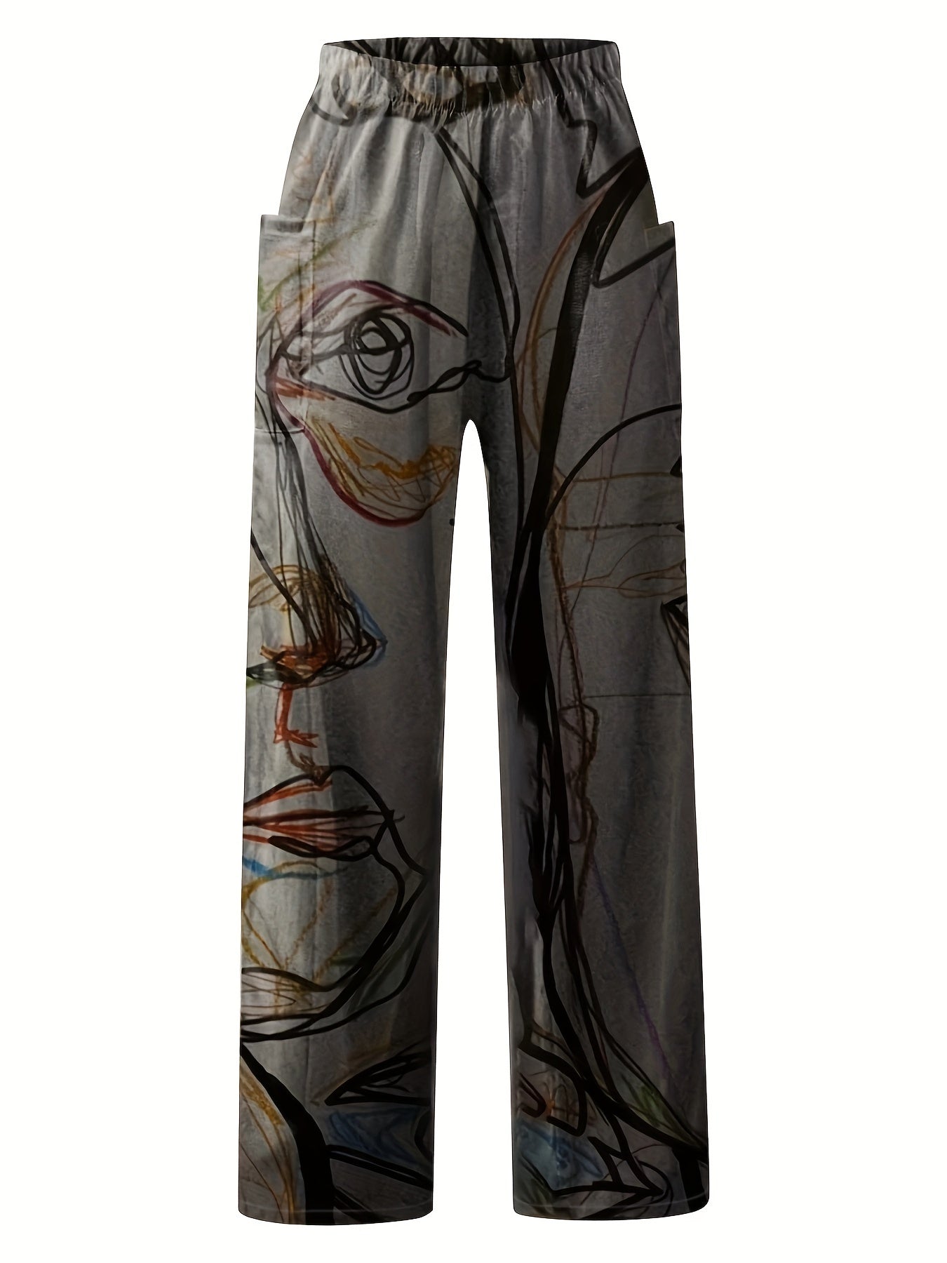  Geo Print High Rise Wide Leg Pants